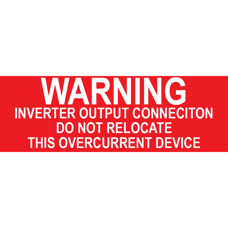 Generic Inverter Warning Signs Warning Inverter Output Connection PV-003 | NEC Solar Label
