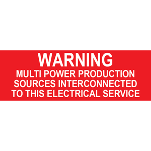 3x1 Warning Multi Power Production, Plastic Solar Labels, PV-210