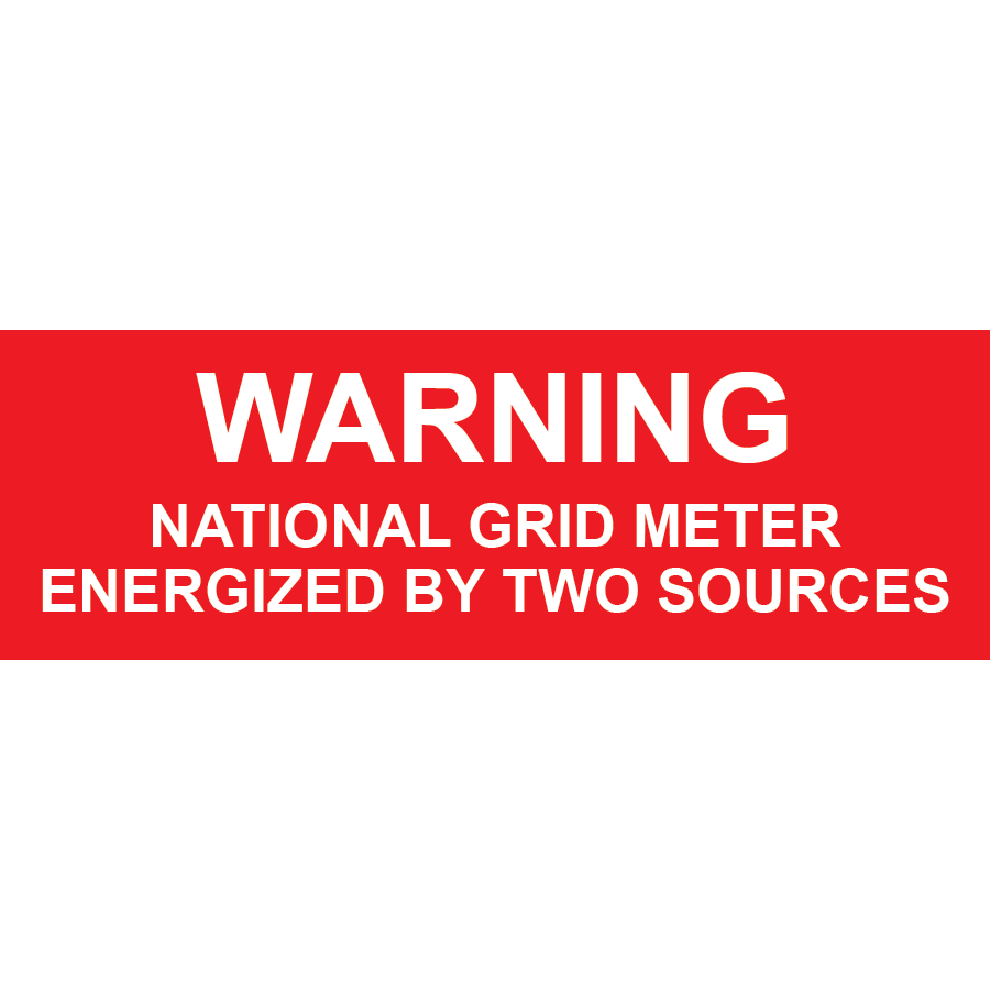 3x1, Warning National Grid, Plastic Solar Labels, PV-273