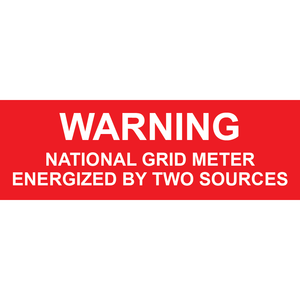3x1, Warning National Grid, Plastic Solar Labels, PV-273