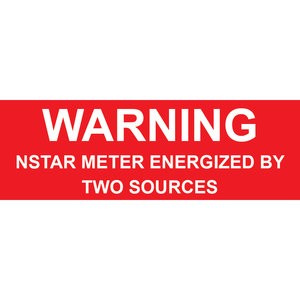 3x1 Warning Nstar Meter Energized, Plastic Solar Labels, PV-260