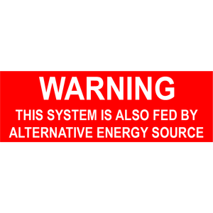 3x1 Warning This system is also fed by alternative energy source, Plastic Solar Labels, PV-567