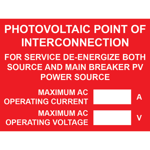 3x2.25 Photovoltaic Point of Interconnection, Plastic Solar Labels, PV-165