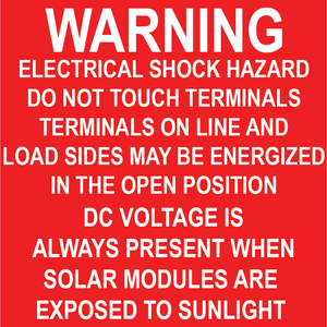 3x2.25 Warning Electrical Shock Hazard, Plastic Solar Labels, PV-007