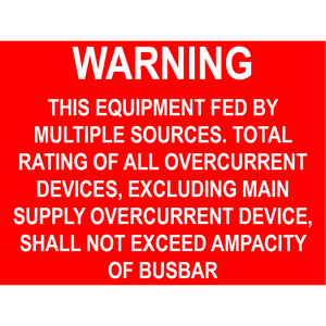 3x2.25 Warning This Equipment is Fed by Multiple Sources, Plastic Solar Labels, PV-046