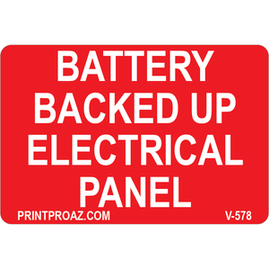 3x2 Battery Backed Up Electrical Panel, Decal Solar Labels, V-578