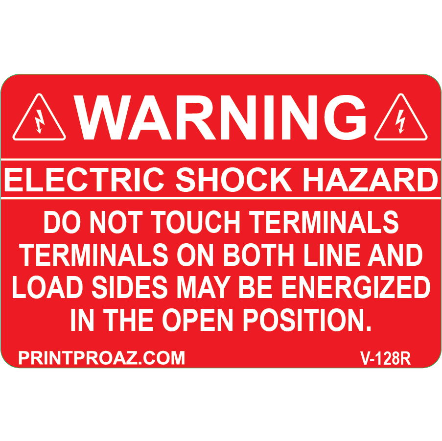 3x2 Warning Electric Shock Hazard, Vinyl Decal, V-128