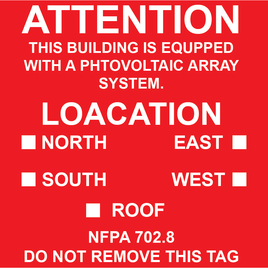 3x3 Attention This Building Is Equipped, Plastic Solar Labels, PV-201