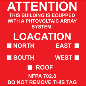 3x3 Attention This Building Is Equipped, Plastic Solar Labels, PV-201