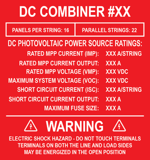 4.25X4, DC Combiner, Plastic Solar Labels, PV-404