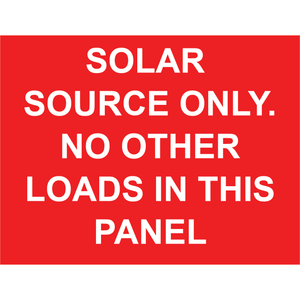 4.25x3.25 Solar Source Only No Other Loads In This Panel, Plastic Solar Labels, PV-158