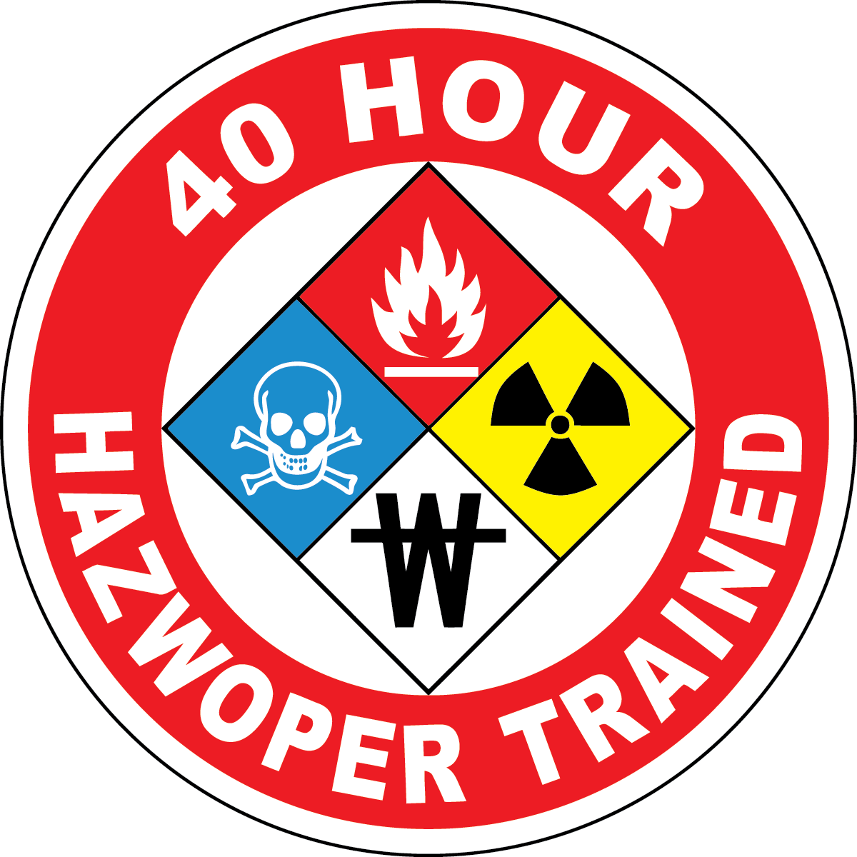 40 hour HAZWOPER trained vinyl hard hat safety sticker