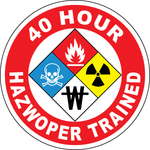40 hour HAZWOPER trained vinyl hard hat safety sticker