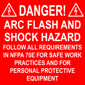 4X4, Danger! Arc Flash and Shock Hazard, Plastic Solar Labels, PV-364