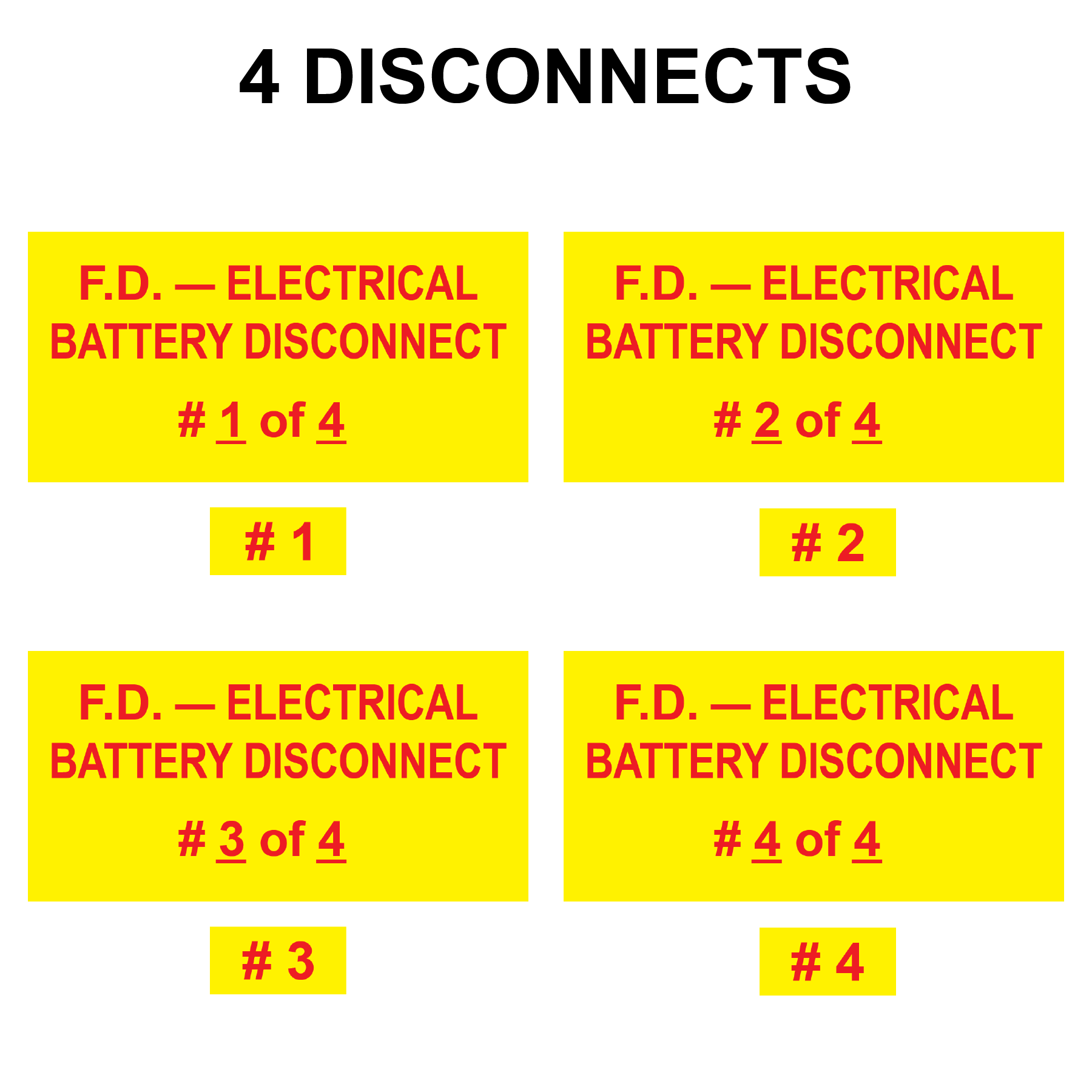 F.D. - Electrical Battery Disconnect Bundle, Plastic, PV-505 Solar Labels