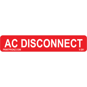4x.75 AC Disconnect, Vinyl Decal Solar Labels, V-261