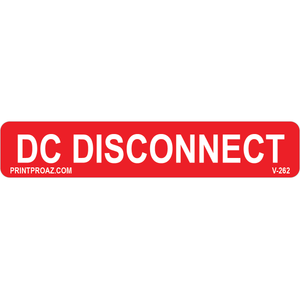 4x.75 DC Disconnect, Vinyl Decal Solar Labels, V-262