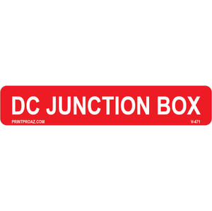 4x.75 DC Junction Box, Vinyl Decal Solar Labels, V-471