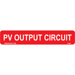 4x.75 PV Output Circuit, Vinyl Decal Solar Labels, V-482