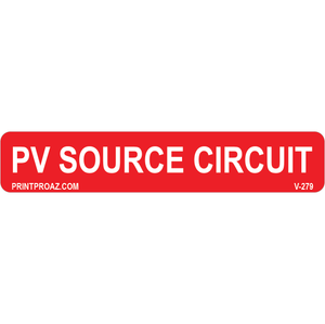 4x.75 PV Source Circuit, Vinyl Decal Solar Labels, V-279