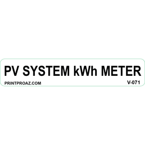 4x.75 Photovoltaic System kWh Meter, Vinyl Decal, V-071