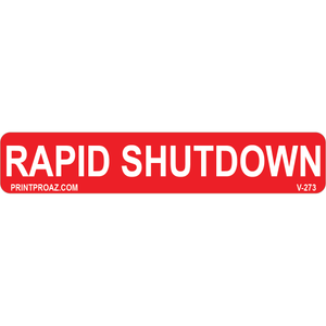 4x.75 Rapid Shutdown, Vinyl Decal Solar Labels, V-273