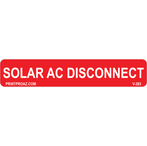 4x.75 Solar AC Disconnect, Vinyl Decal Solar Labels, V-283
