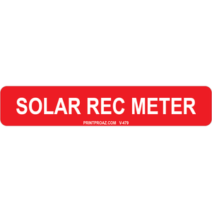 4x.75 Solar REC Meter, Vinyl Decal Solar Labels, V-479