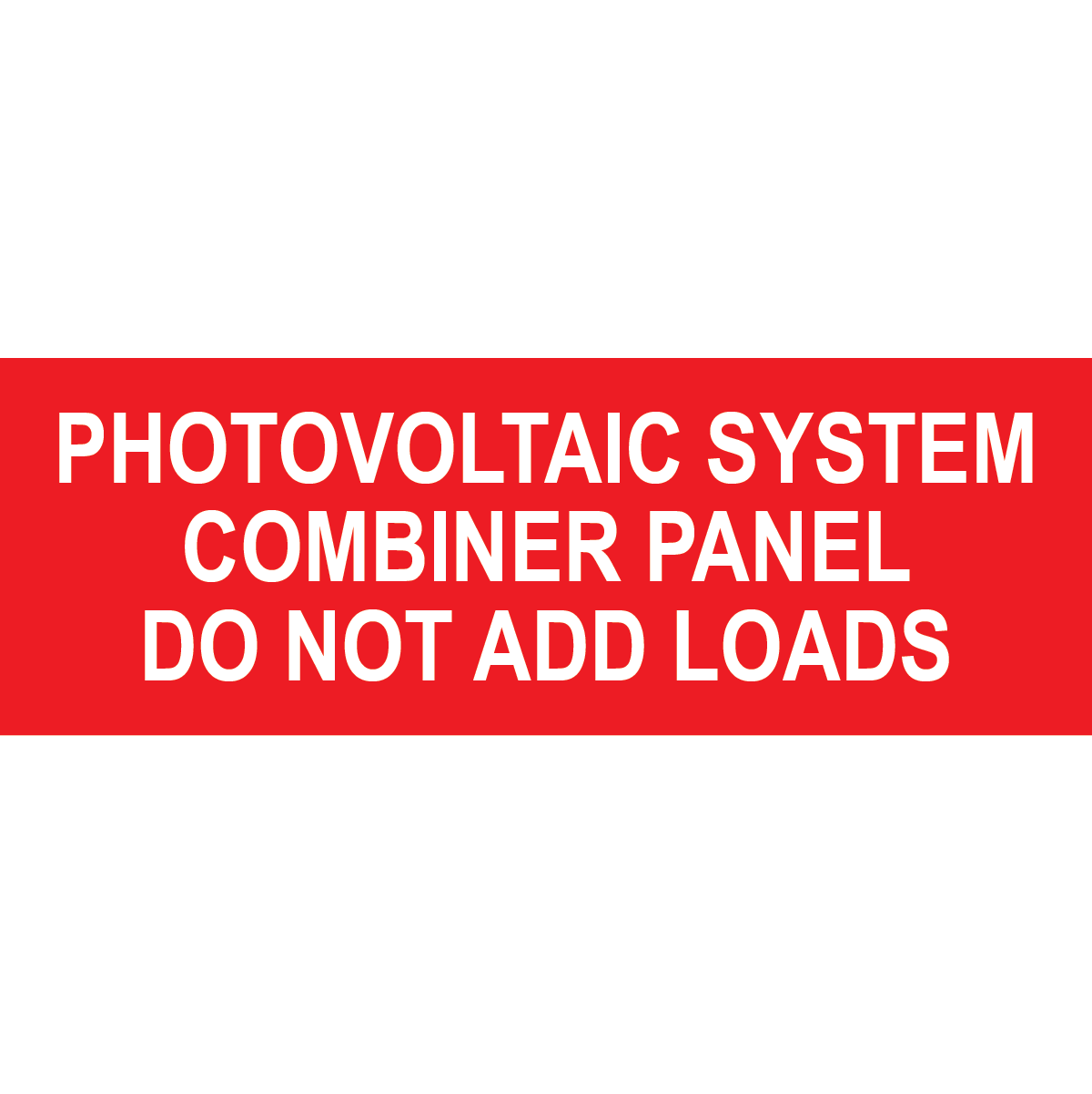 4x1.375, Photovoltaic System Combiner Panel, Plastic Solar Labels, PV-361