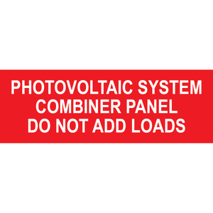 4x1.375, Photovoltaic System Combiner Panel, Plastic Solar Labels, PV-361