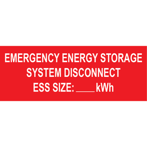 4x1.5 Emergency Energy Storage System Disconnect ESS Size, Plastic Solar Labels, PV-566