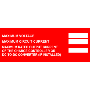 4x1.5 Maximum Voltage Maximum Circuit Current Maximum Rated Output Current, Plastic Solar Labels, PV-037