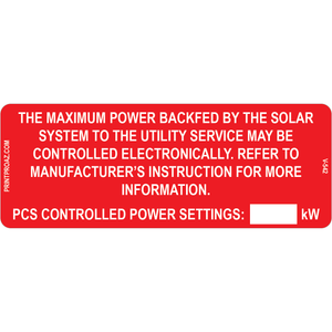 4x1.5 PCS Controlled Power Settings, Vinyl Decal Solar Labels, V-542