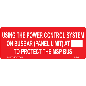 4x1.5 Using the Power Control System, Vinyl Solar Labels, V-606