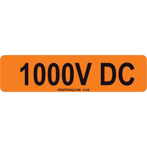 4x1 1000V DC, Vinyl Decal Solar Label. V-416