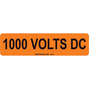 4x1 1000 VOLTS DC, Vinyl Decal Solar Label, V-422