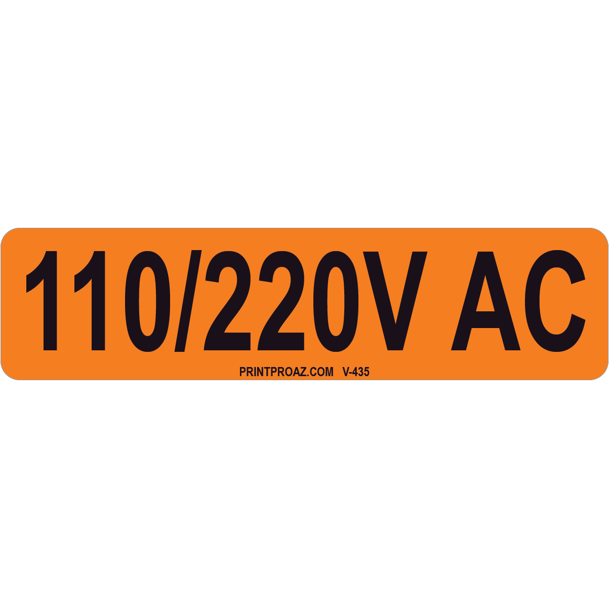 4x1 110/220V AC, Vinyl Decal Solar Labels, V-435