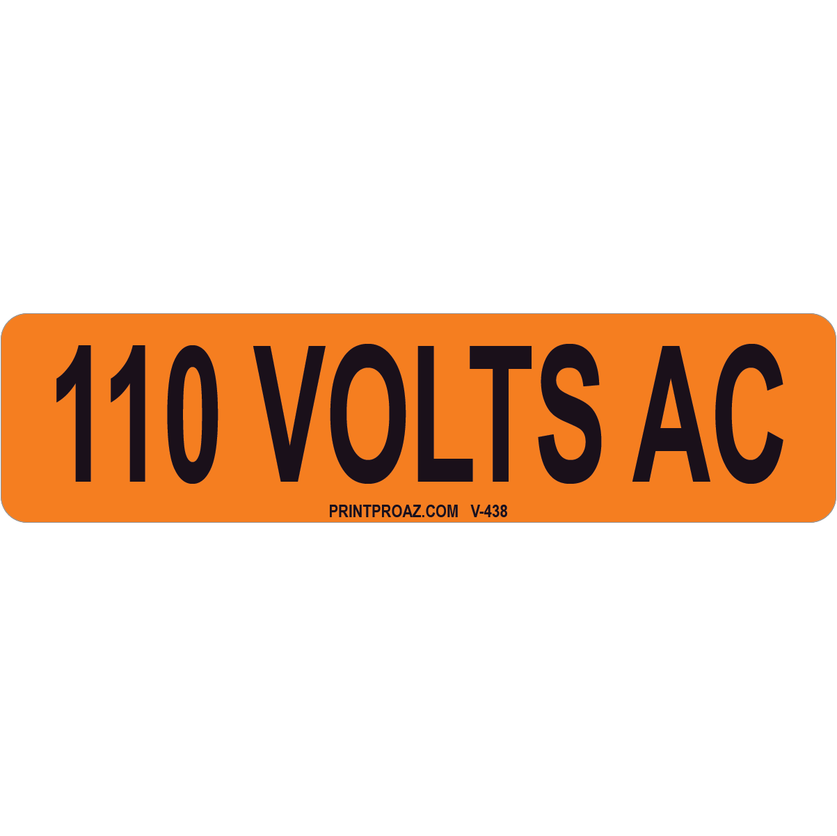 4x1 110 VOLTS AC, Vinyl Decal Solar Labels, V-438