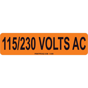 4x1 115/230 VOLTS AC, Vinyl Decal Solar Labels, V-449