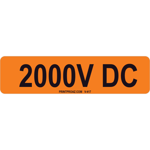 4x1 2000V DC, Vinyl Decal Solar Label, V-417
