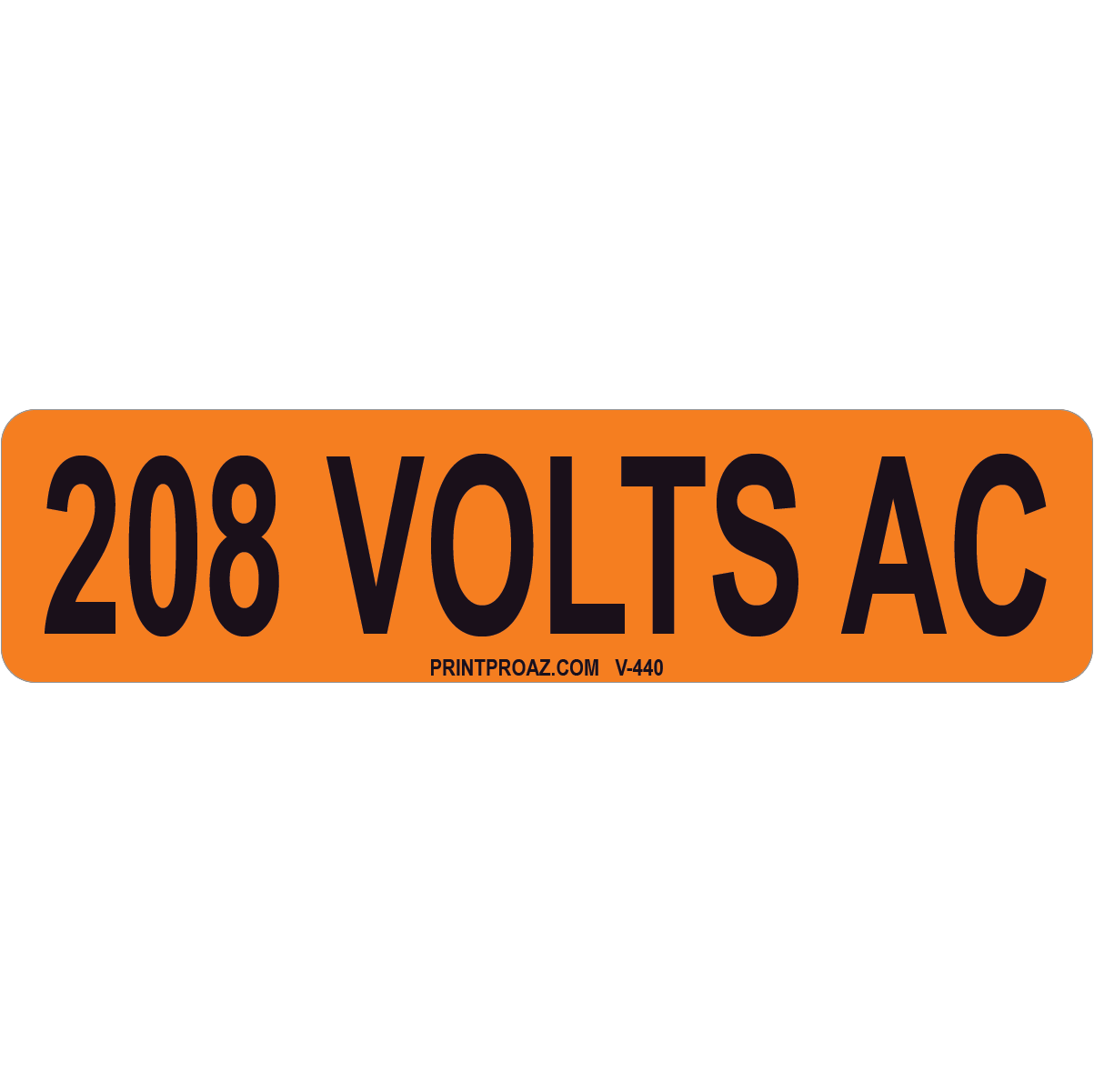 4x1 208 VOLTS AC, Vinyl Decal Solar Labels, V-440