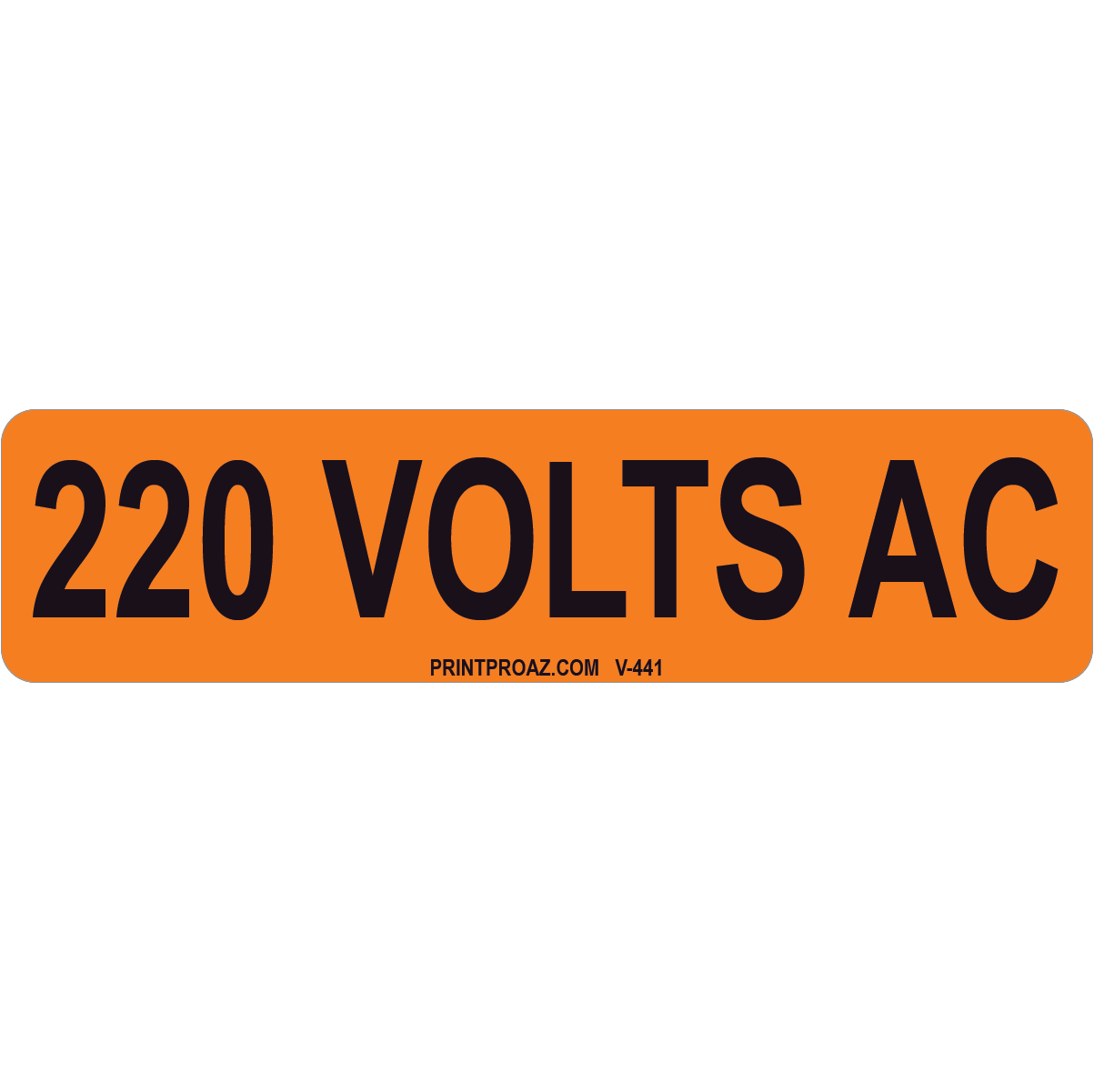 4x1 220 VOLTS AC, Vinyl Decal Solar Labels, V-441