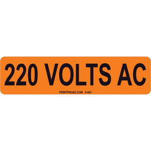 4x1 220 VOLTS AC, Vinyl Decal Solar Labels, V-441