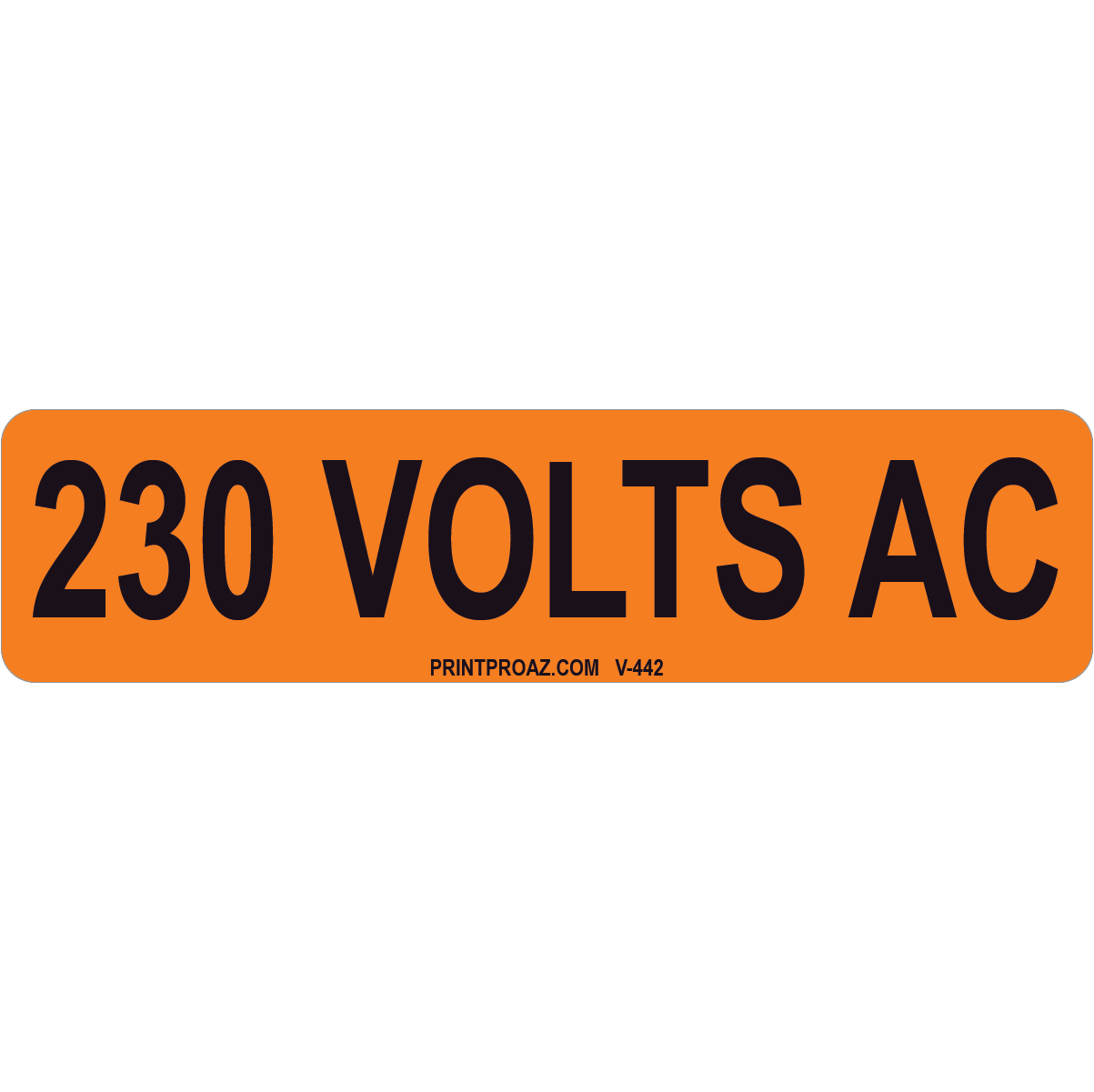 4x1 230 VOLTS AC, Vinyl Decal Solar Labels, V-442