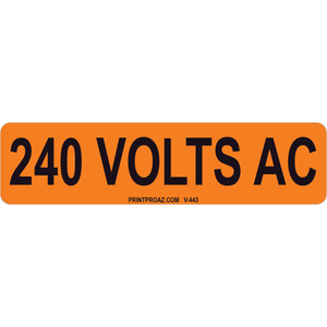 4x1 240 VOLTS AC, Vinyl Decal Solar Labels, V-443