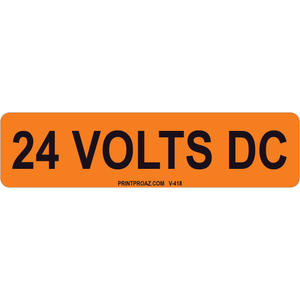 4x1 24 VOLTS, Vinyl Decal DC Solar Label, V-418