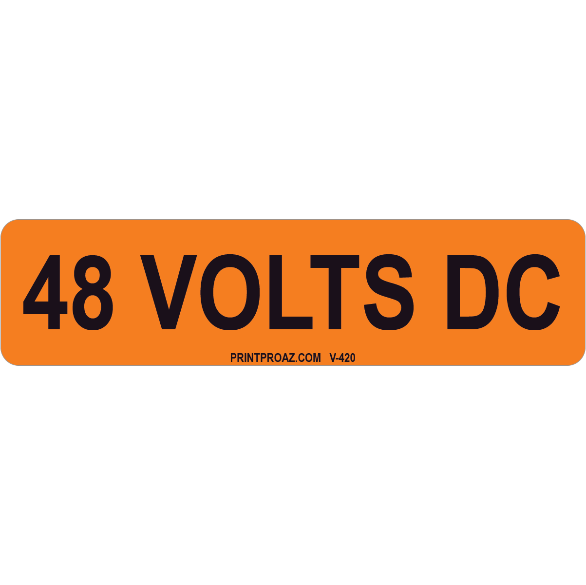 4x1 48 VOLTS DC, Vinyl Decal  Solar Label, V-420