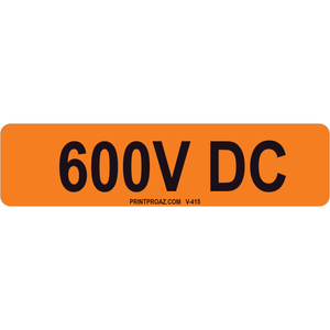 4x1 600V DC, Vinyl Decal Solar Label, V-415