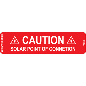 4x1 Caution Solar Point of Connection, Vinyl Decal Solar Labels, V-268