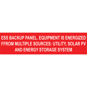 4x1 ESS Backup Panel, Plastic Solar Labels, PV-564